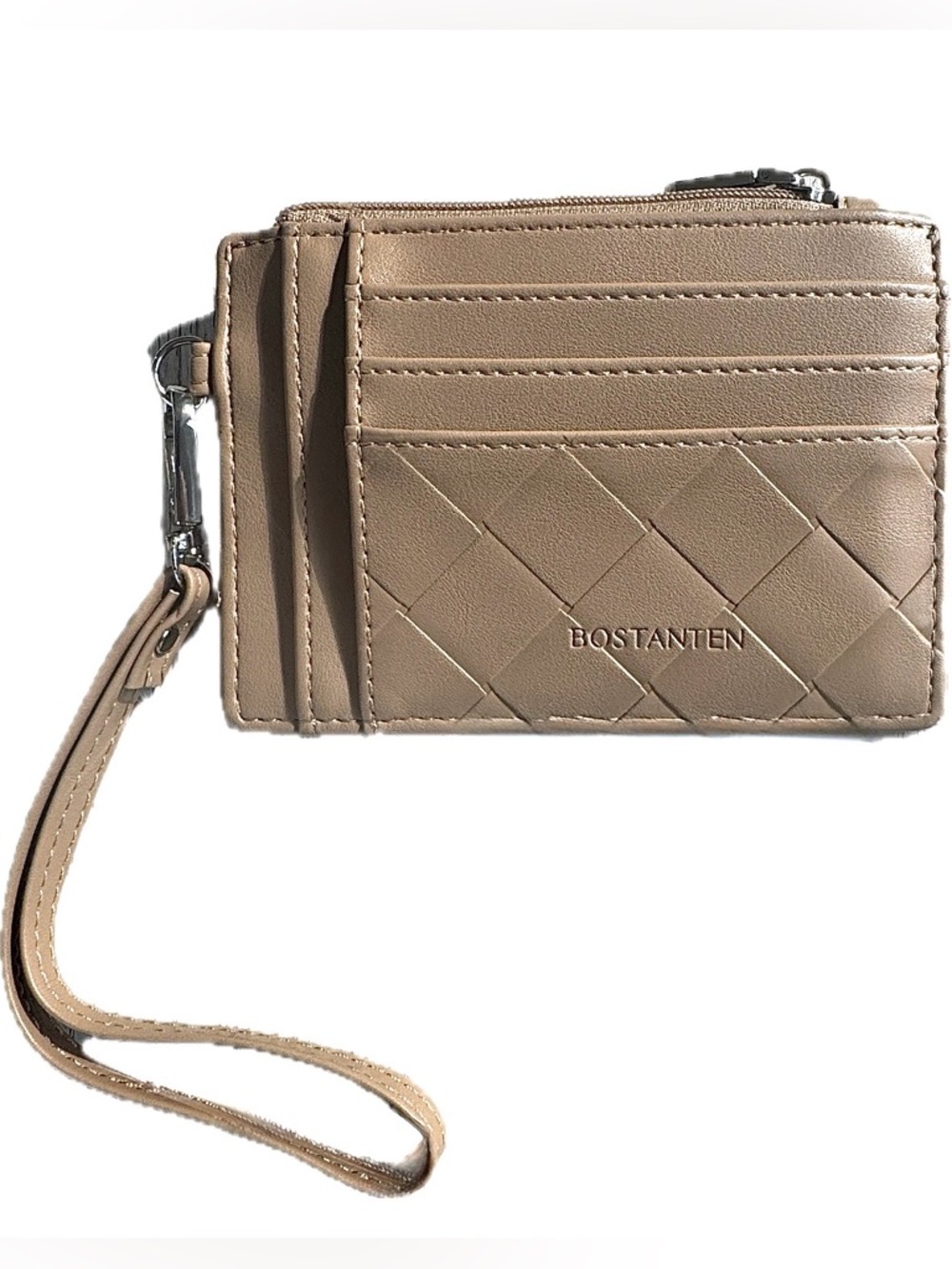BOSTANTEN Tan Quilted Card Holder Wristlet Wallet